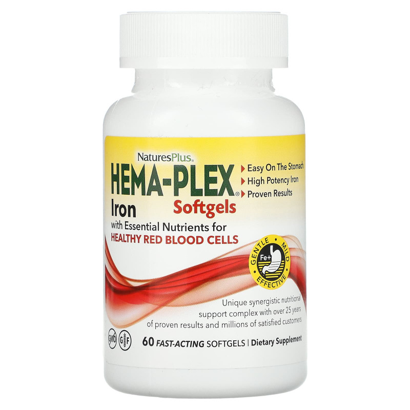 Nature's Plus, Hema-Plex, Iron, 60 Fast-Acting Softgels