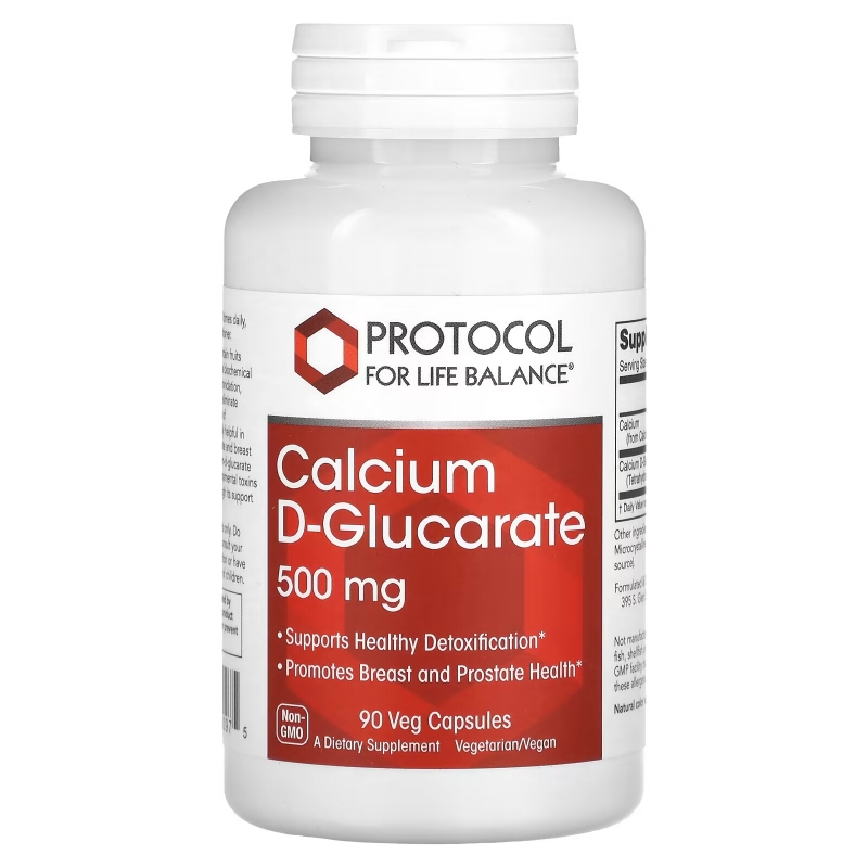 Protocol for Life Balance, Calcium D-Glucarate, 500 mg, 90 Veg Capsules