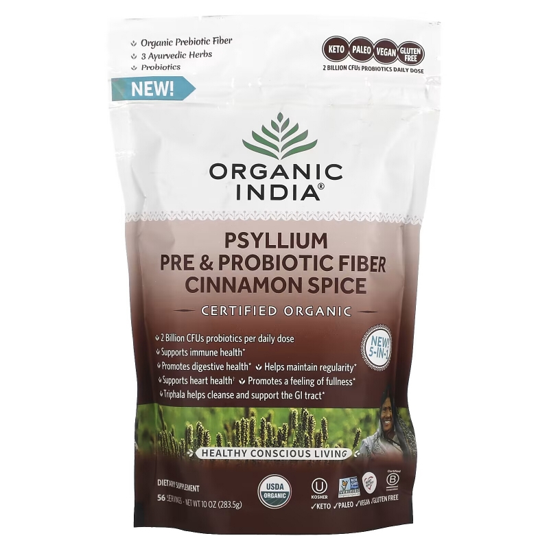 Organic India, Psyllium Pre & Probiotic Fiber, Cinnamon Spice, 10 oz (283 g)