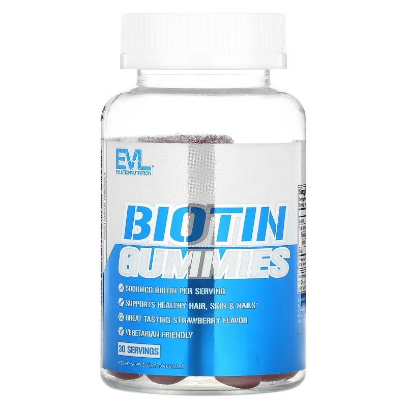 EVLution Nutrition, Biotin Gummies, Strawberry, 2,500 mcg, 60 Gummies