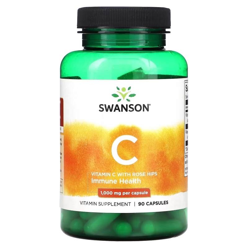 Swanson, Vitamin C With Rose Hips, 90 Capsules