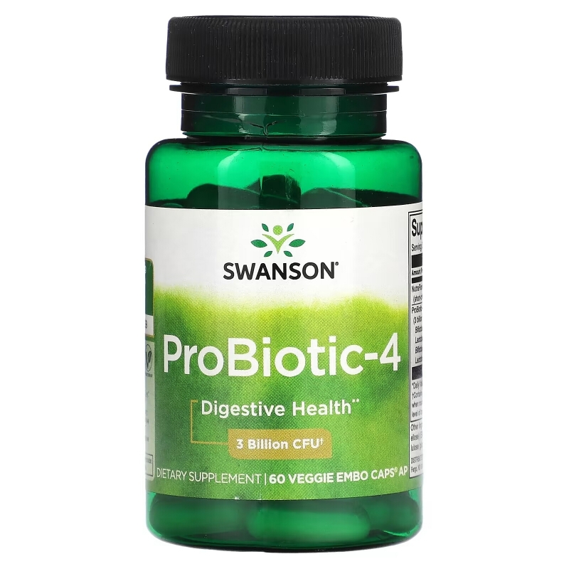 Swanson, ProBiotic-4, 3 Billion CFU, 60 Veggie Embo Caps AP