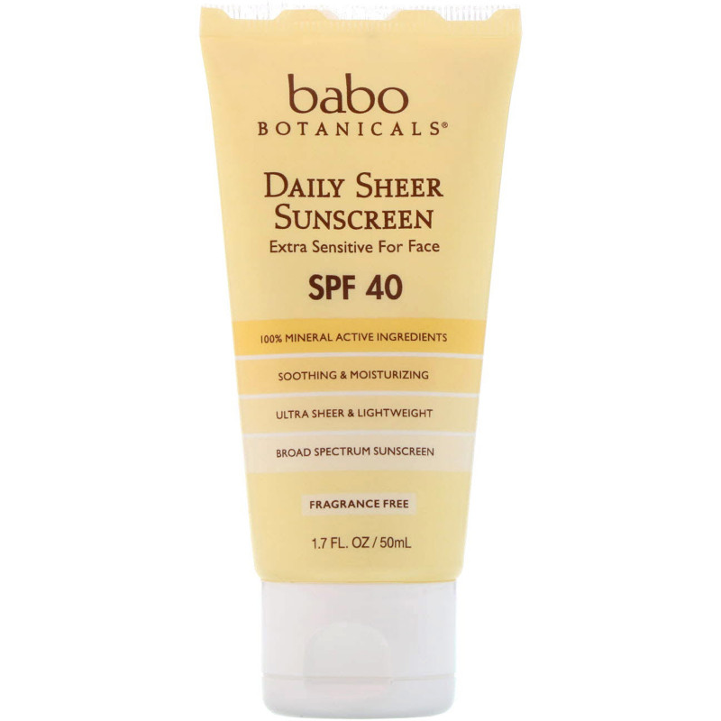 Babo Botanicals Daily Sheer Sunscreen SPF 40 Fragrance Free 1.7 fl oz (50 ml)